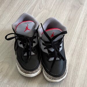 Jordan Kids Black and Gray Sneakers with Red Accents